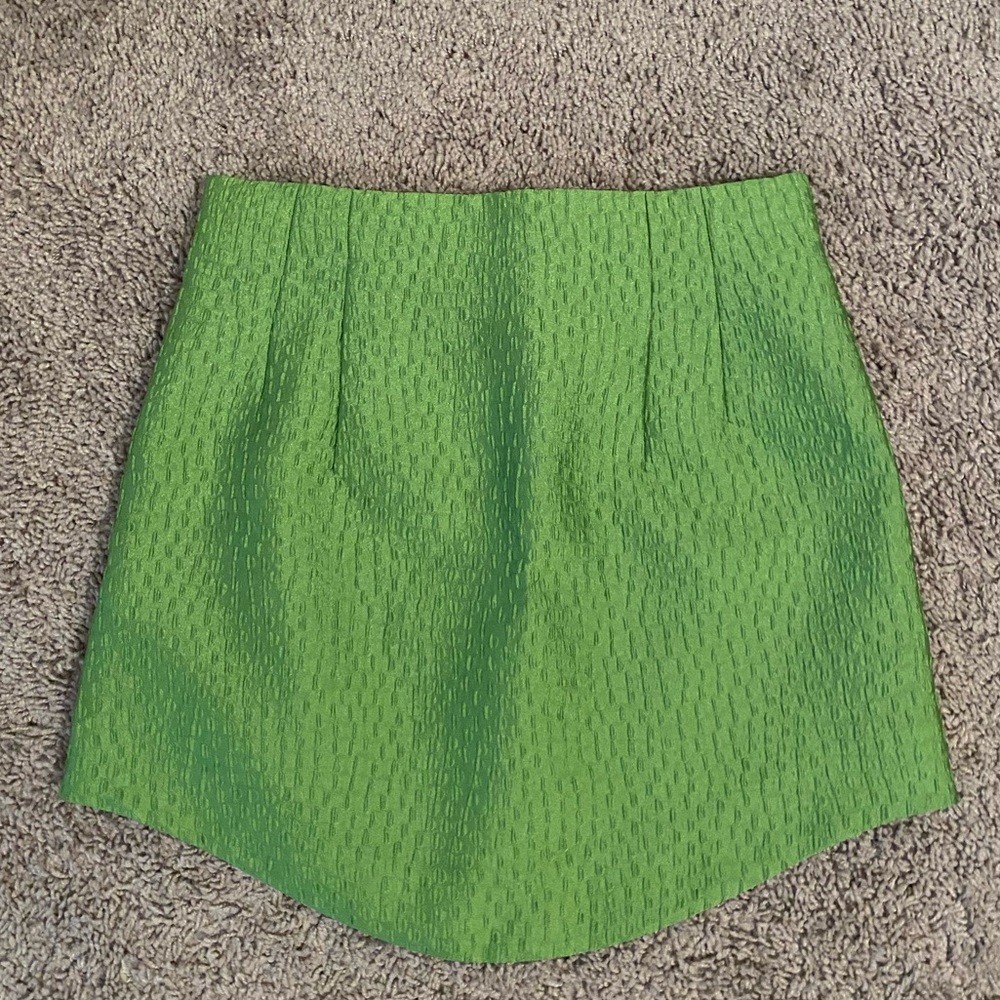 Zara textured weave mini skirt, green, size S
